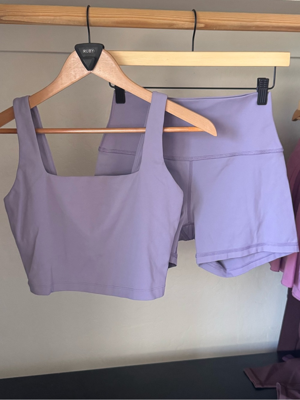 NWOT- Crz Yoga tank and shirt set- light purple Tank(S) shorts(M)